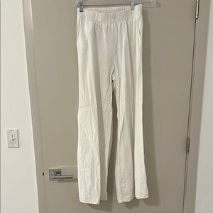 Final Touch Cream Wide Leg Pants with Elastic Waistband
